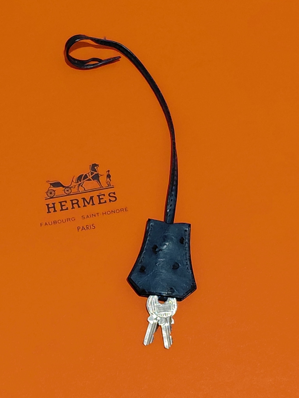 Hermès Birkin Blue Roi Ostrich Leather Clochette and Keys